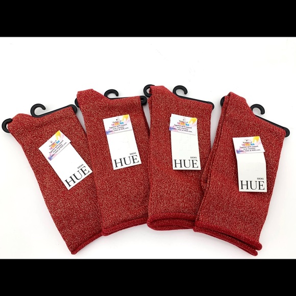 4/$25 4 PR Hue Sparkle Socks Red & Purple NEW - Picture 3 of 7